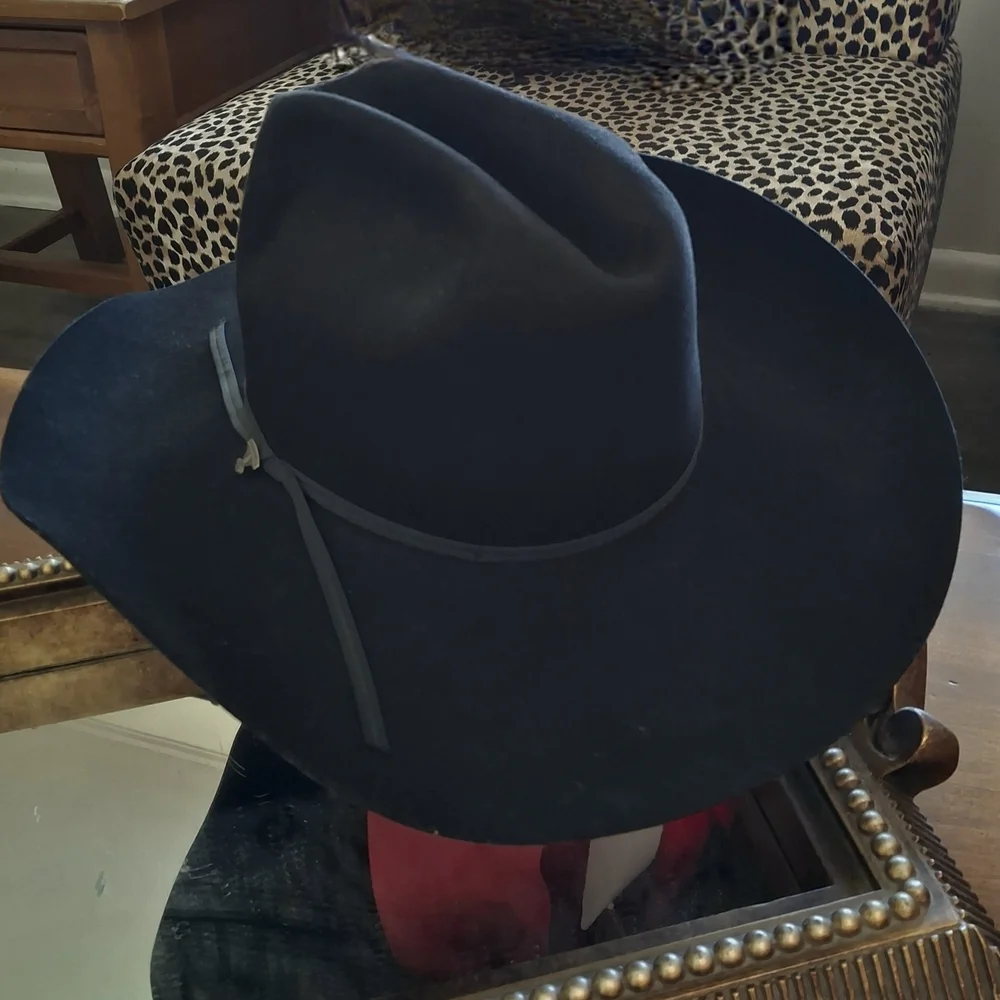 Men's Black Long Oval Felt Hat 7 1/4 American Hat Co. - Picture 5 of 11